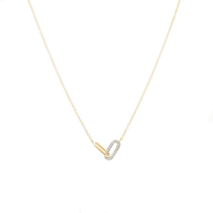 14K Gold and Diamond Interlocking Link Necklace