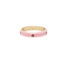 14K Gold and Pink Enamel Three Ruby Ring