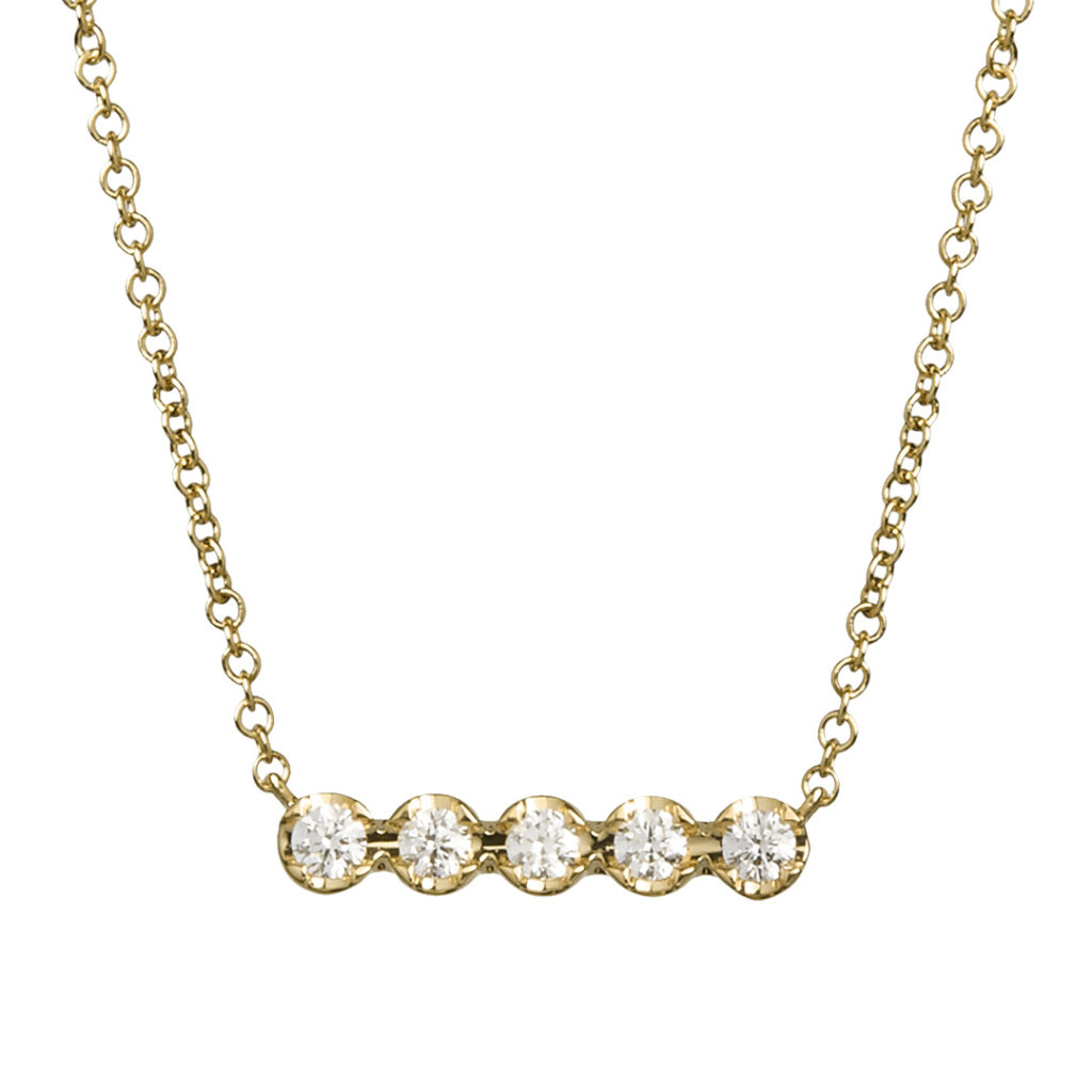 14K Gold Five Bezel Diamond Necklace – Petra Jewelry