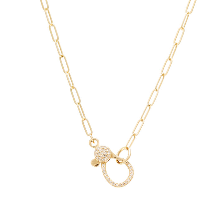 14K Paperclip Chain with Diamond Lobster Clasp