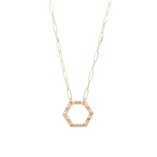 14K gold Chain with Diamond Hexagon Connector