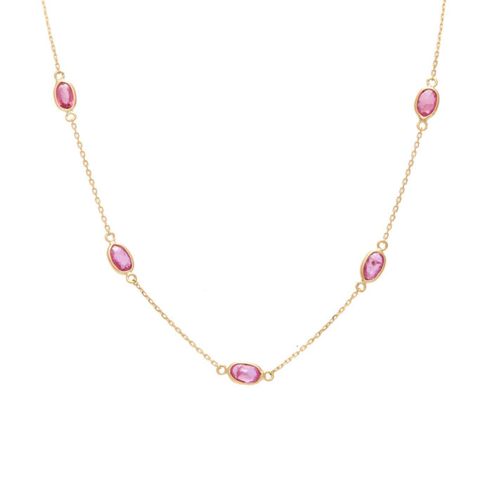 18K Gold and Cabochon Ruby Necklace