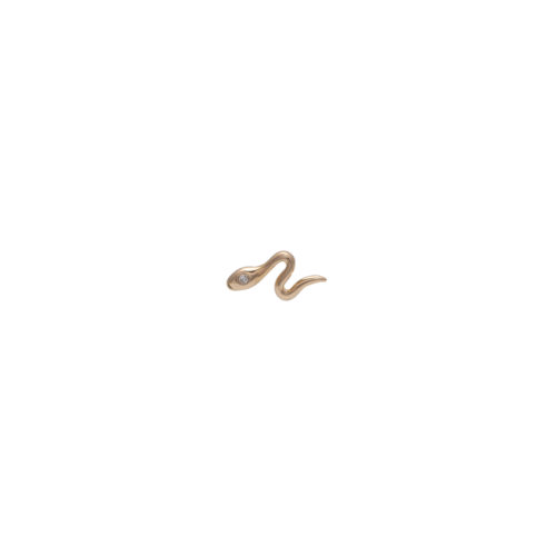 14K Gold and Diamond Snake Single Piercing Earring