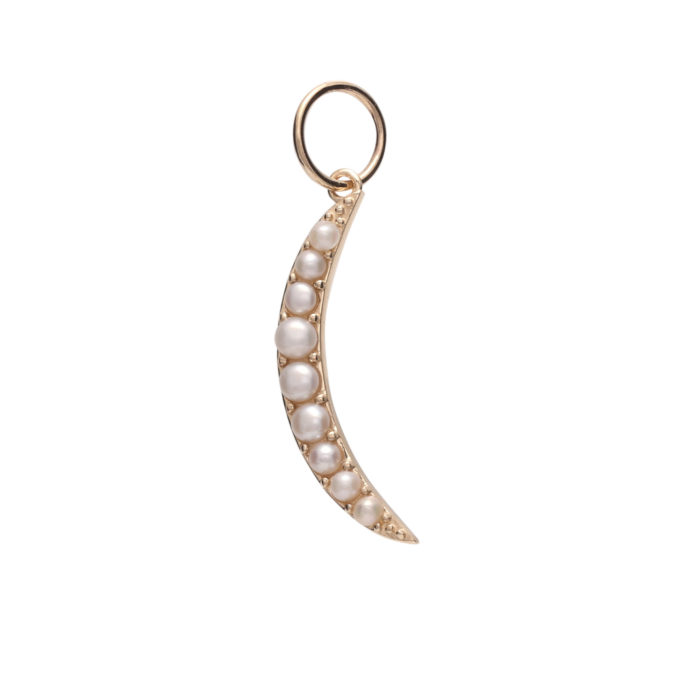 14K Gold and Pearl Crescent Charm