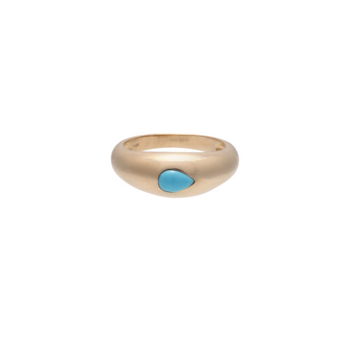 14K Gold and Solitaire Turquoise Globe Ring