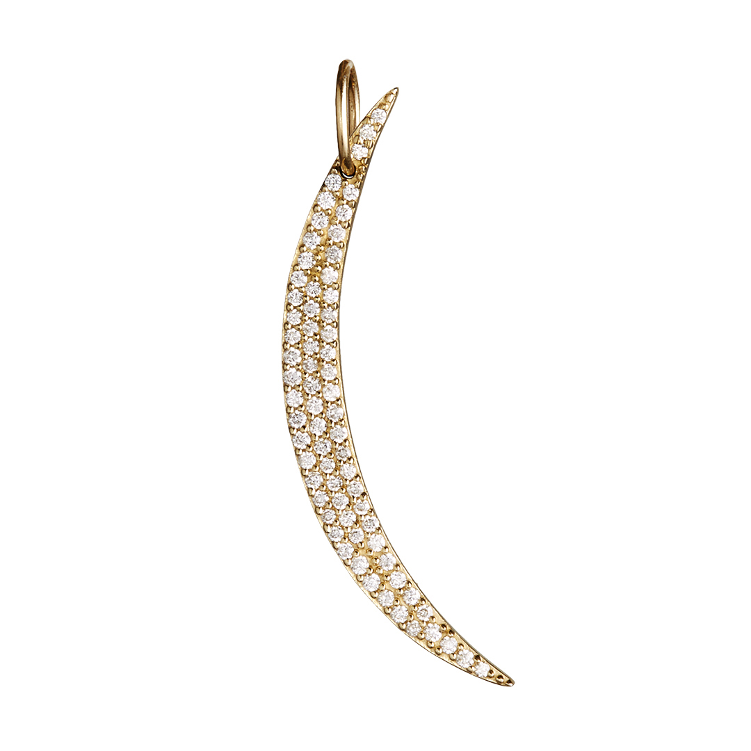 14K Diamond Crescent Charm – Petra Jewelry