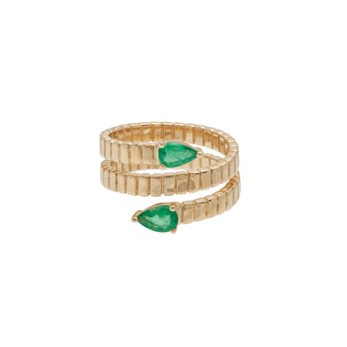 14K Emerald Spiral Ring