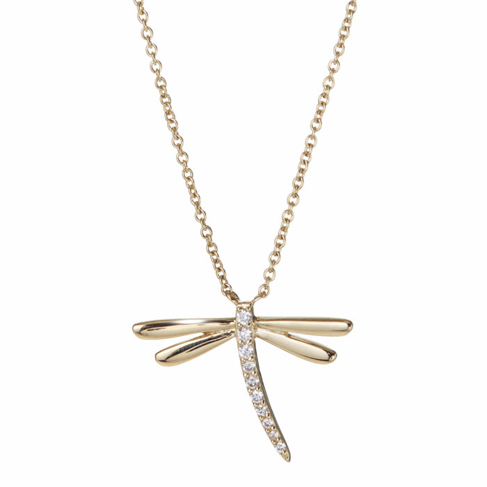 14K Diamond Dragonfly Necklace