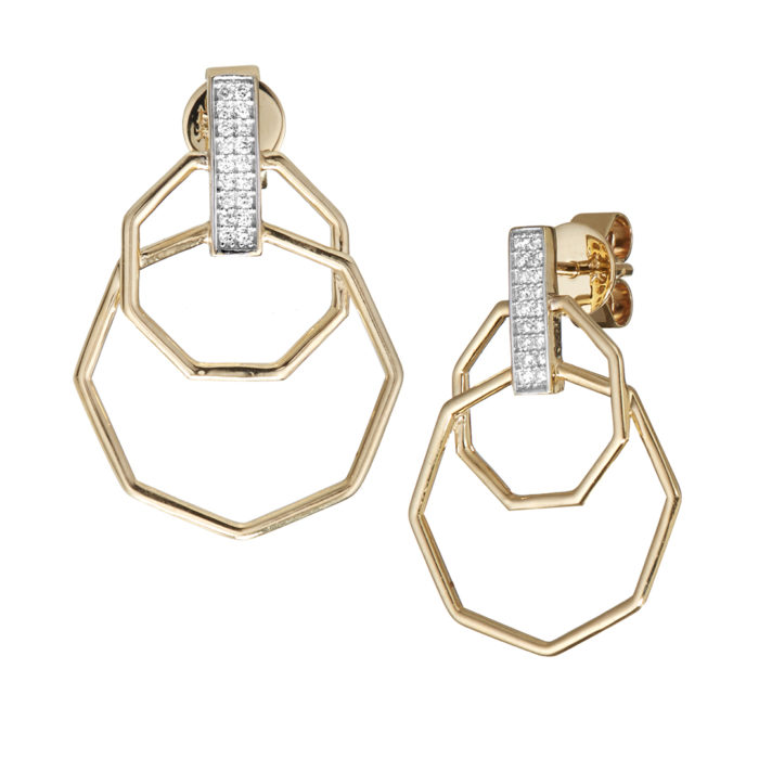 14K Diamond Double Octagon Earrings