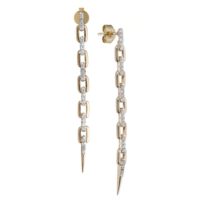 2053 14K Diamond Link Drop Earrings