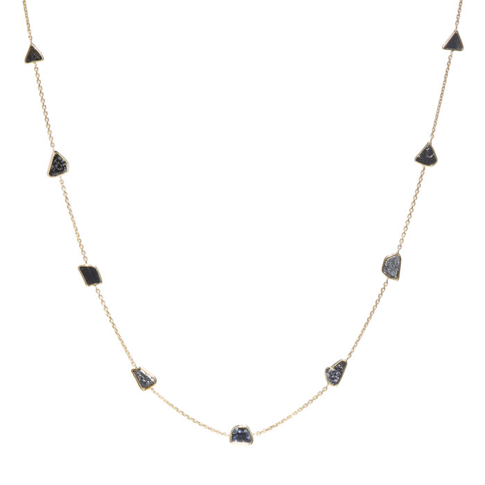 18K Organic Shape Black Diamond BTY Necklace