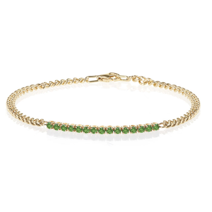 14K YG Emerald Curb Link Bracelet