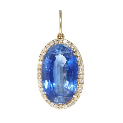 14K Diamond 7.23 Carat Sri Lankan Sapphire Charm