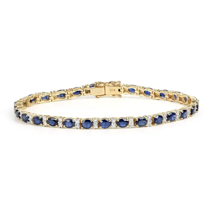 14K Diamond Oval Sapphire Bracelet