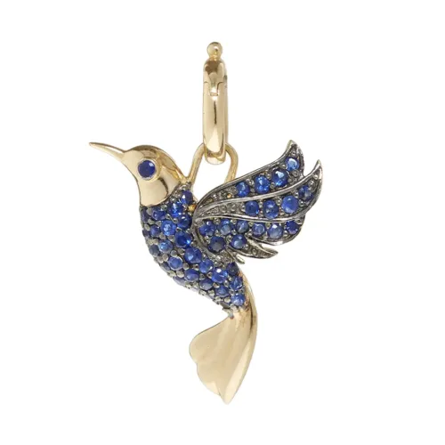 14K Diamond or Sapphire Hummingbird Charm