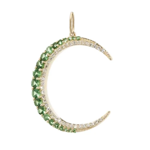 14K Emerald Crescent Charm