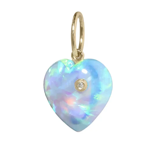 14K Opal Puff Heart Charm