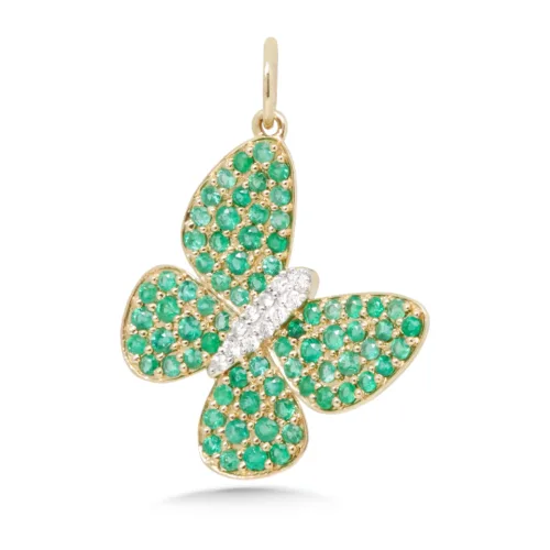 14K Emerald Butterfly Charm