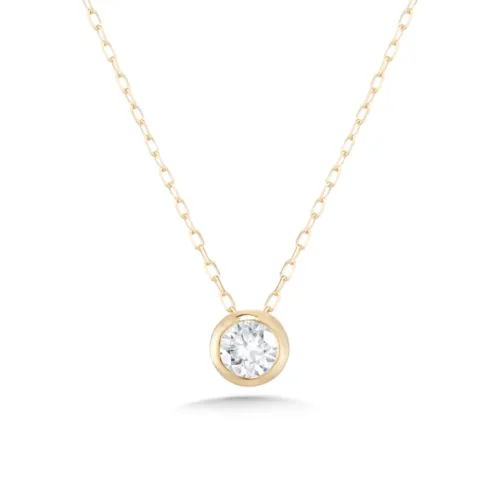 18K Bezel Set .10 Carat Diamond Solitaire Necklace