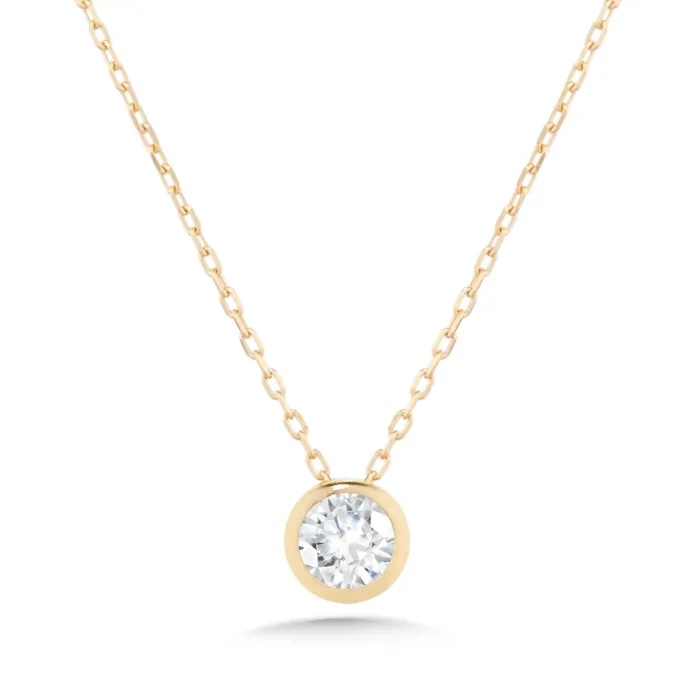 18K YG Bezel Set .19 Carat Diamond Solitaire Necklace