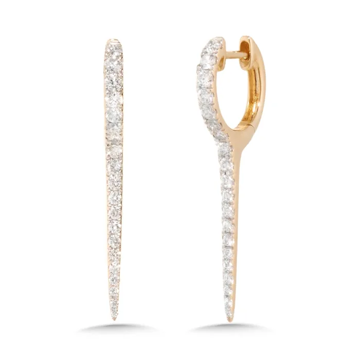 14K Diamond Large Needle Earring