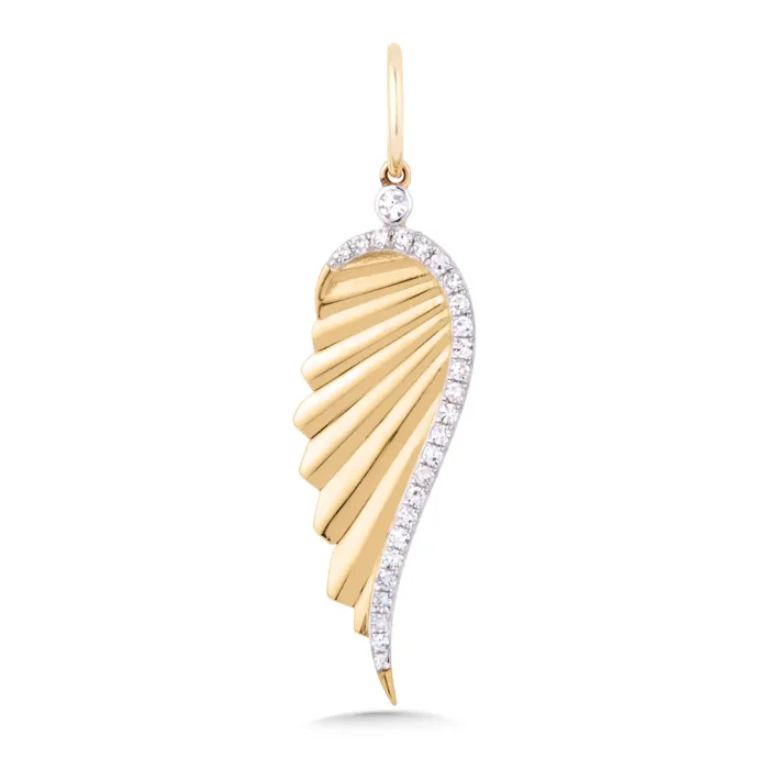 14K Diamond Angel Wing Charm