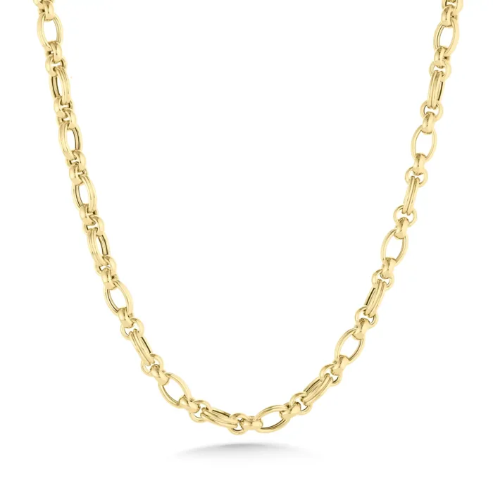 14K Oval Link Double Band Chain Necklace