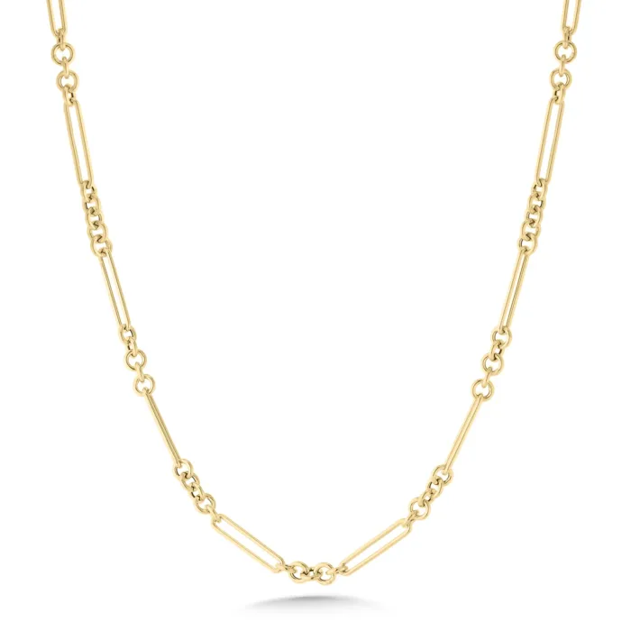 14K Stretch & Circle Link Chain Necklace